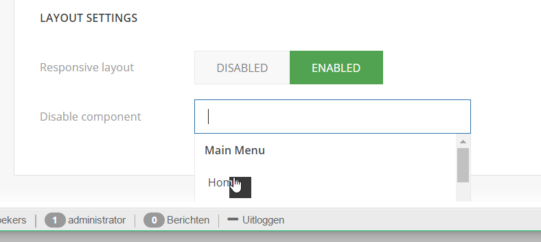 homepage disablecomponent